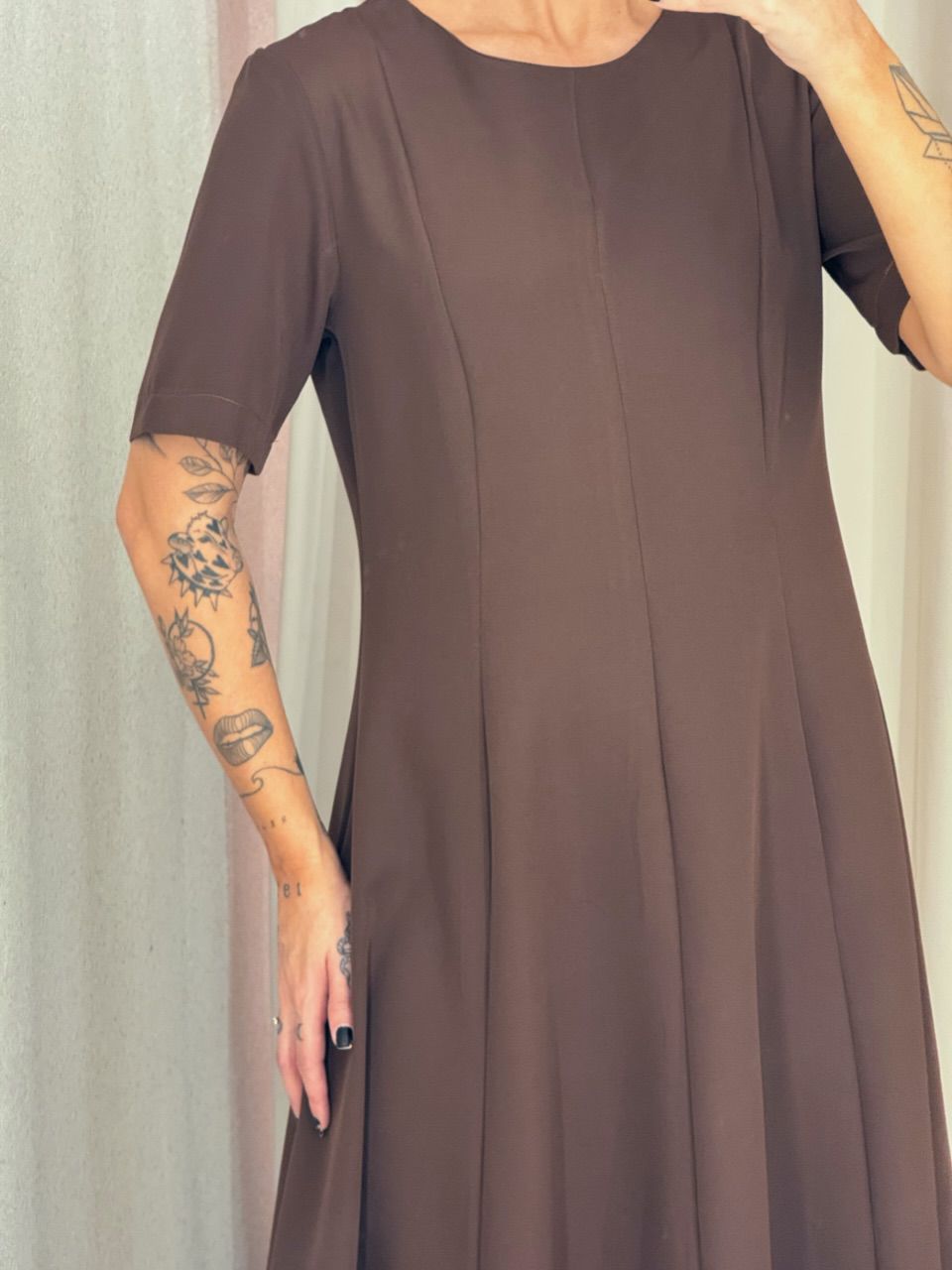 VESTIDO JULIA LONGO MARROM