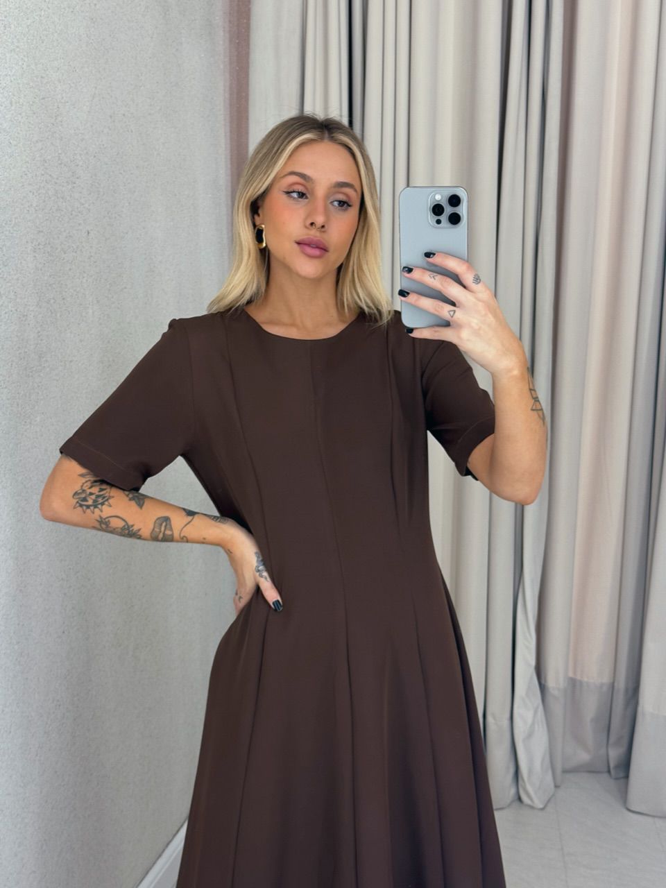 VESTIDO JULIA LONGO MARROM