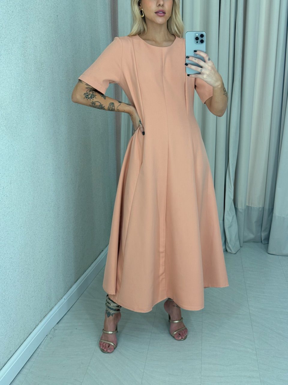 VESTIDO JULIA LONGO PÊSSEGO