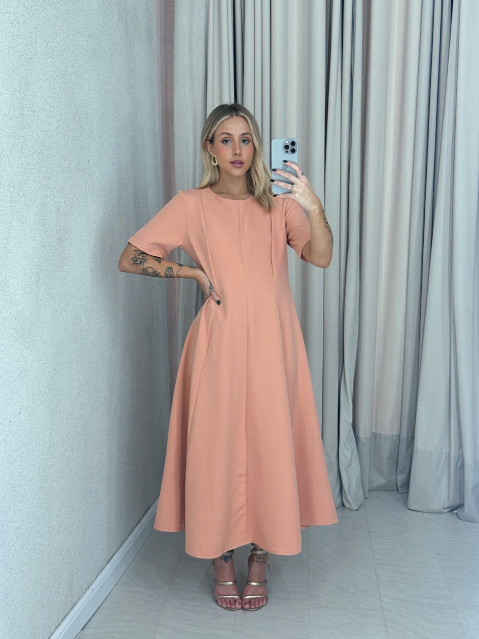 VESTIDO JULIA LONGO PÊSSEGO