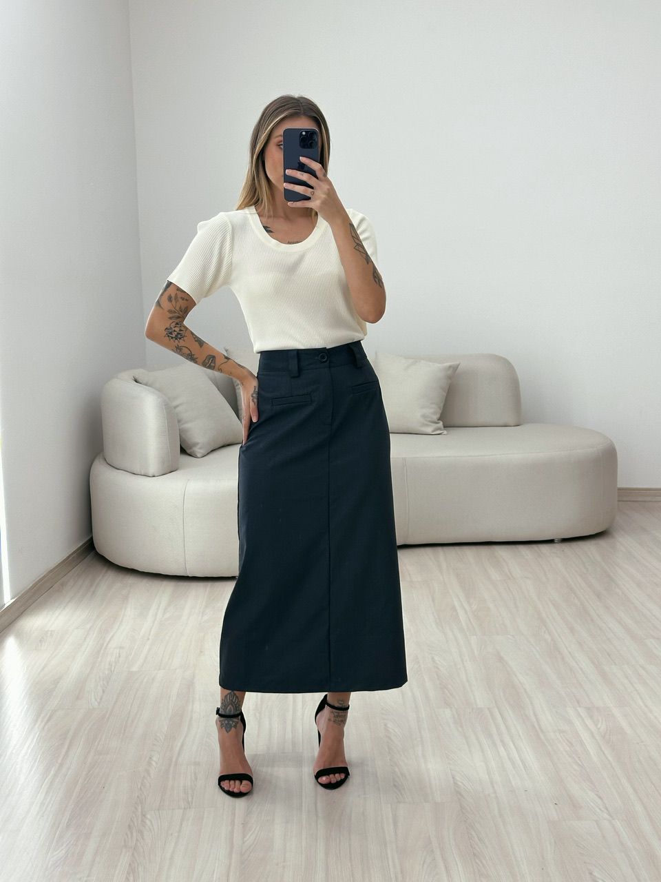 BLUSA MALHA TRICÔ CANELADA MARFIM