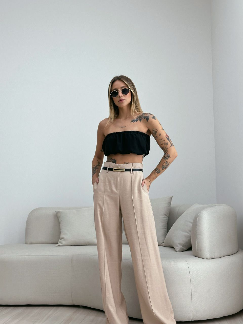 CALÇA JÚLIA PANTALONA AREIA