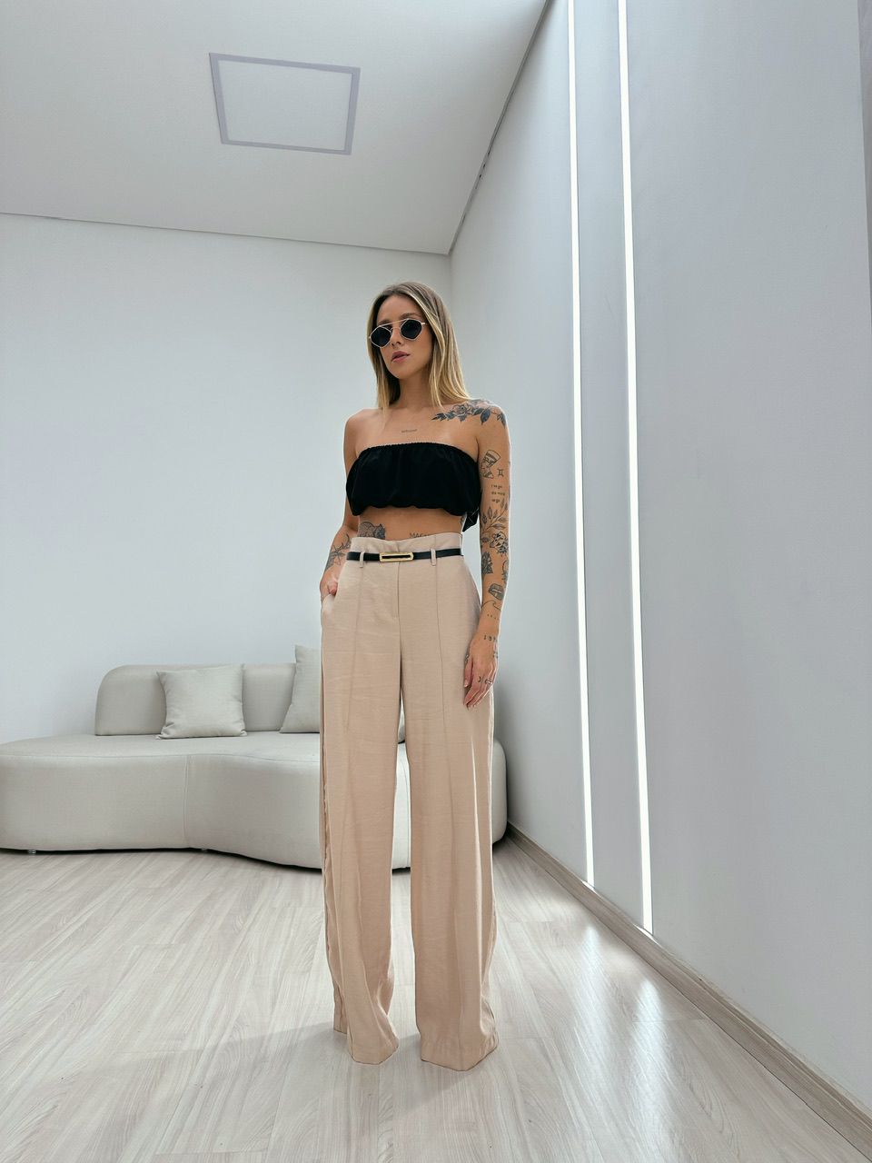 CALÇA JÚLIA PANTALONA AREIA