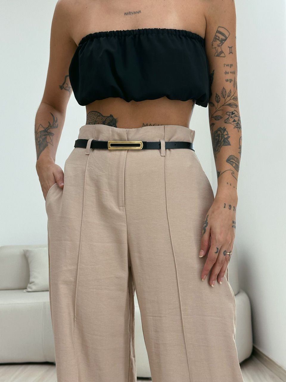 CALÇA JÚLIA PANTALONA AREIA