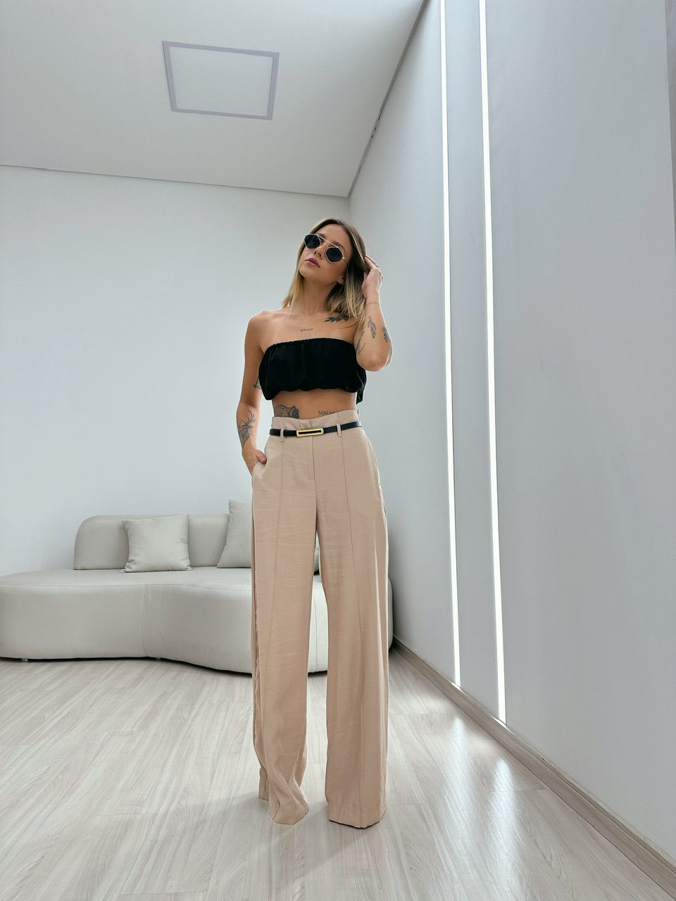 CALÇA JÚLIA PANTALONA AREIA