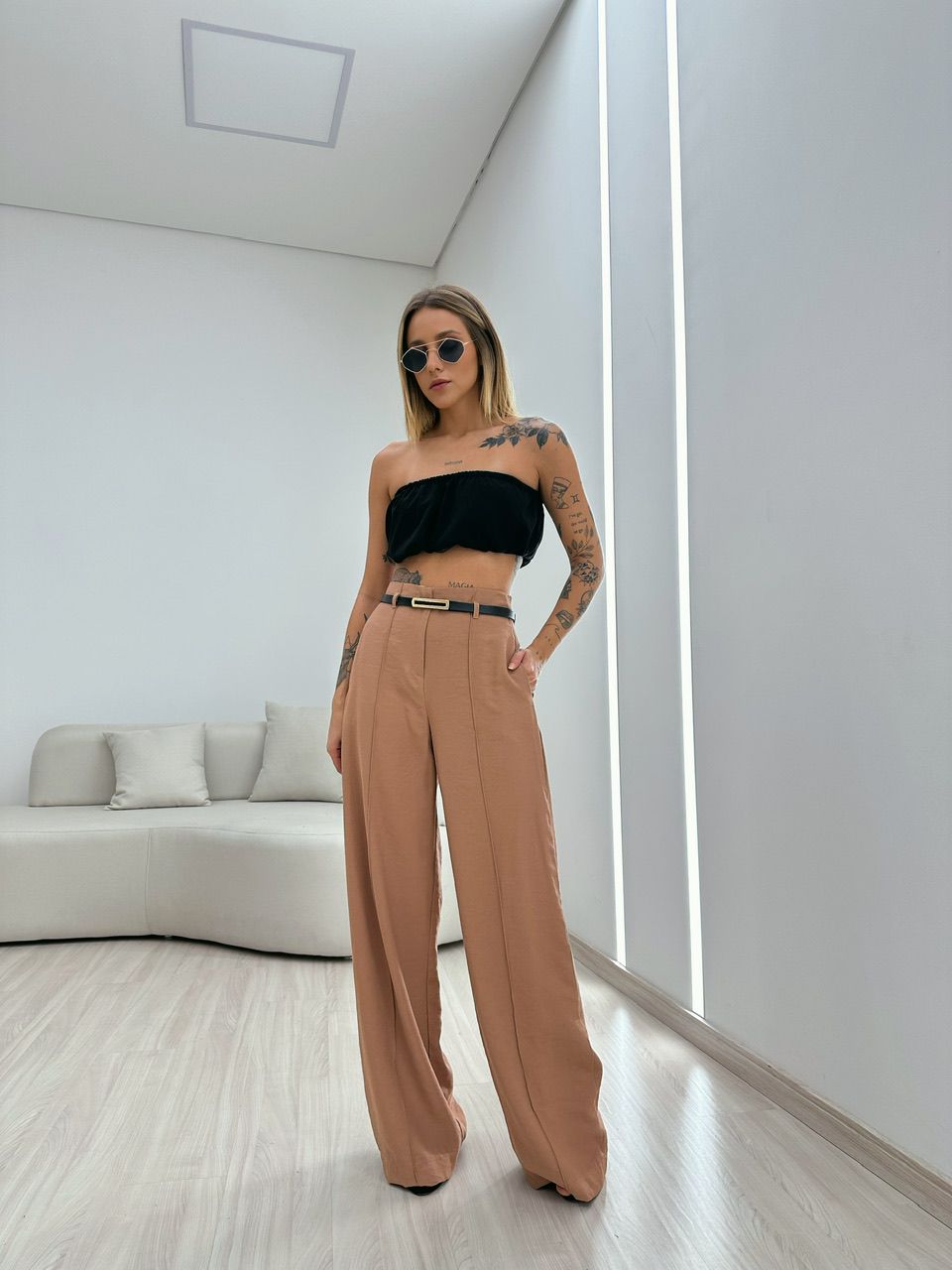CALÇA JÚLIA PANTALONA CAPUCCINO 