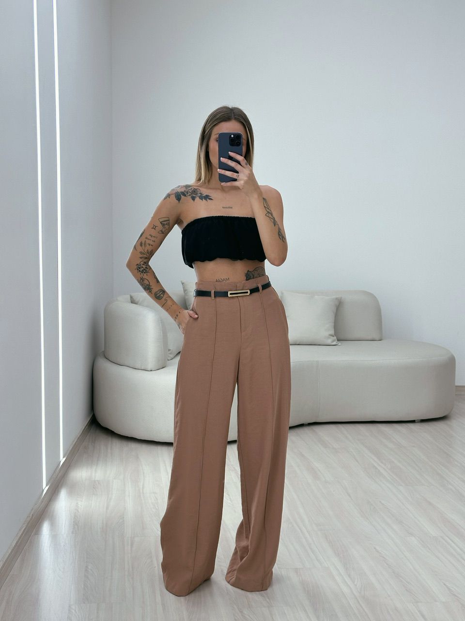 CALÇA JÚLIA PANTALONA CAPUCCINO 