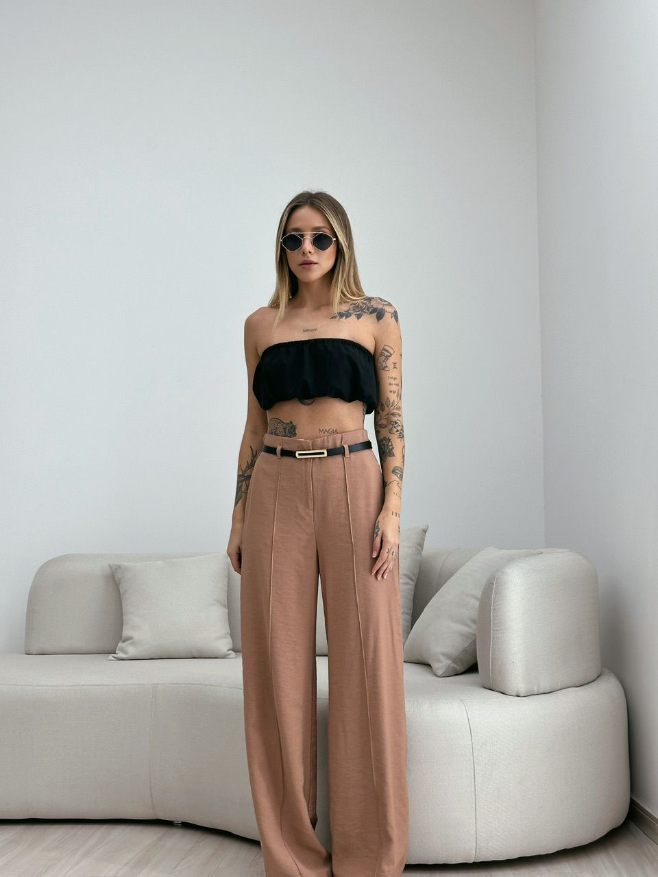 CALÇA JÚLIA PANTALONA CAPUCCINO 