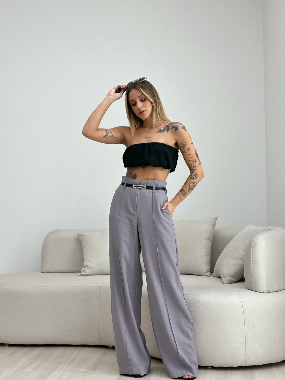 CALÇA JÚLIA PANTALONA CINZA