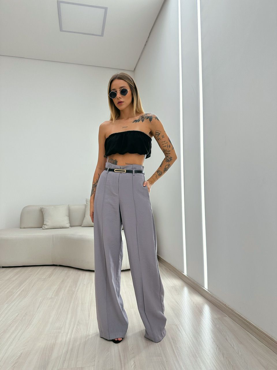 CALÇA JÚLIA PANTALONA CINZA