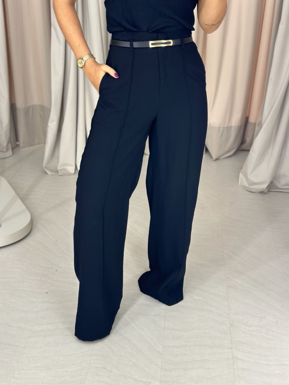 CALÇA JÚLIA PANTALONA PRETA - 0049740033 - CAROLLA FERRARO