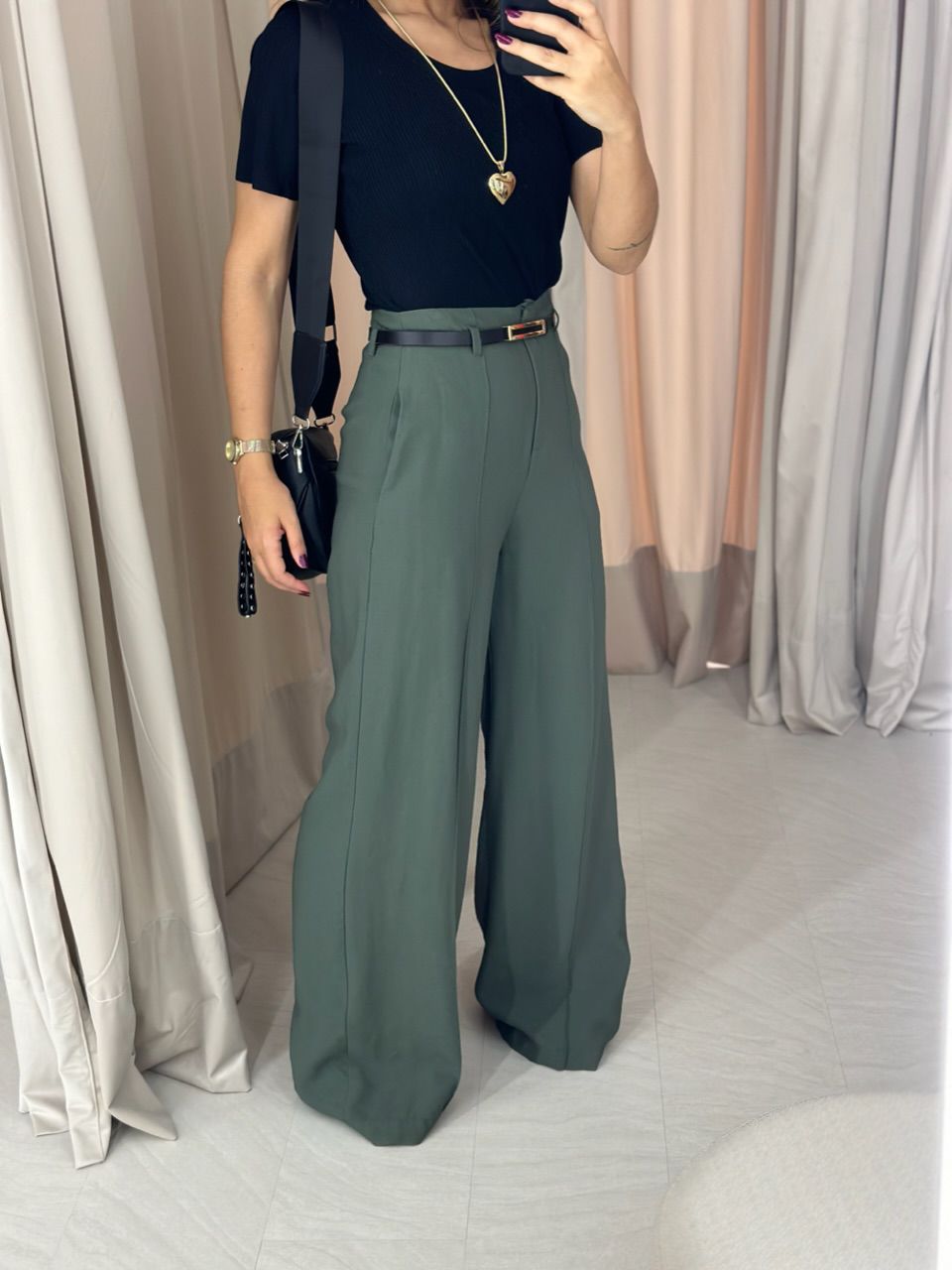 CALÇA JÚLIA PANTALONA VERDE MILITAR