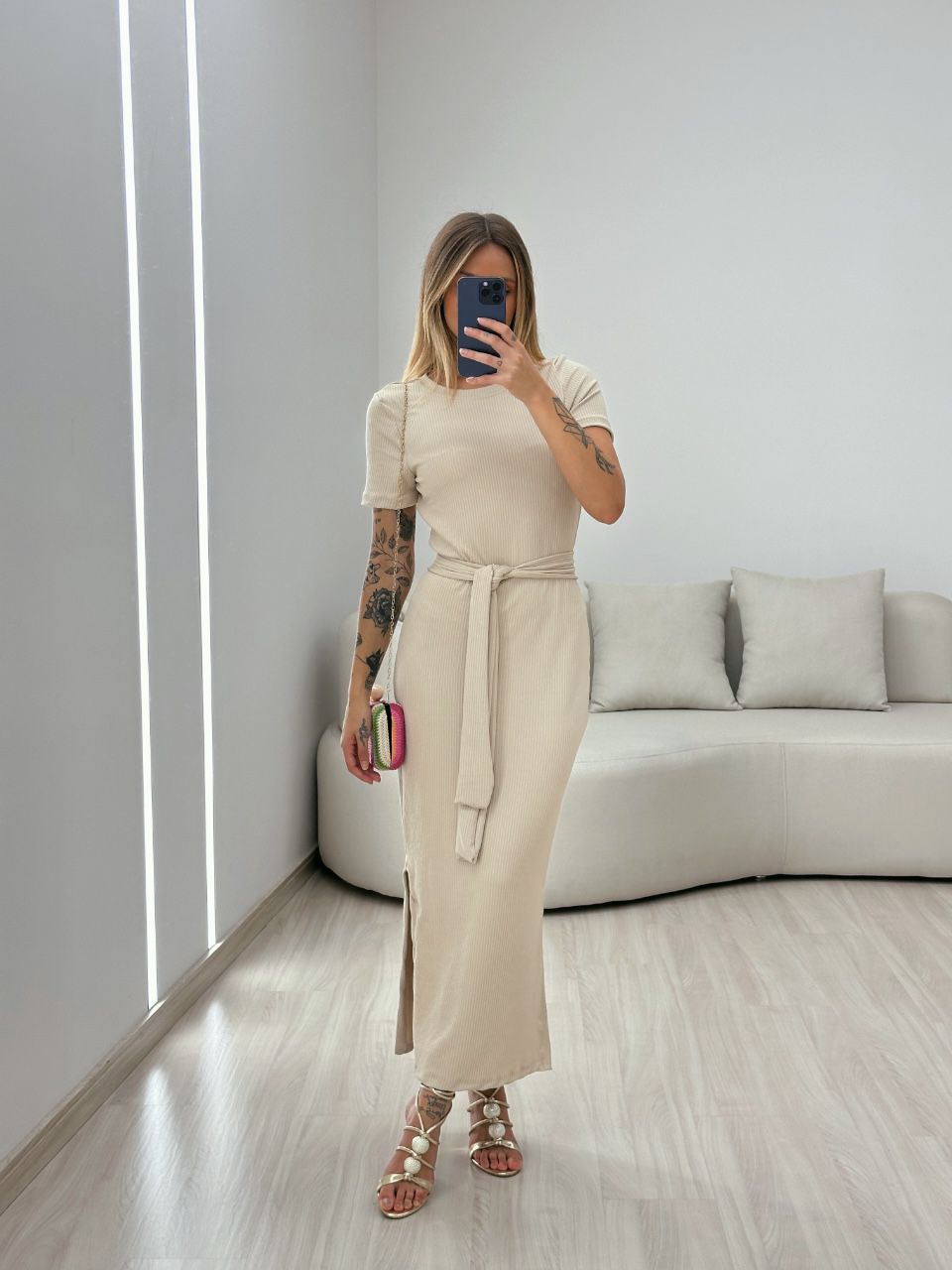 VESTIDO AURORA MIDI MARFIM - 0049780056 - CAROLLA FERRARO