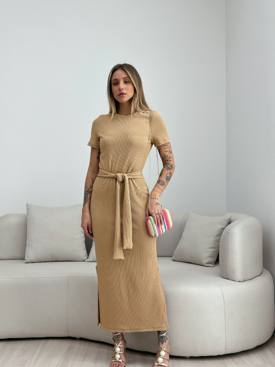 VESTIDO AURORA MIDI NUDE - 0049780049 - CAROLLA FERRARO