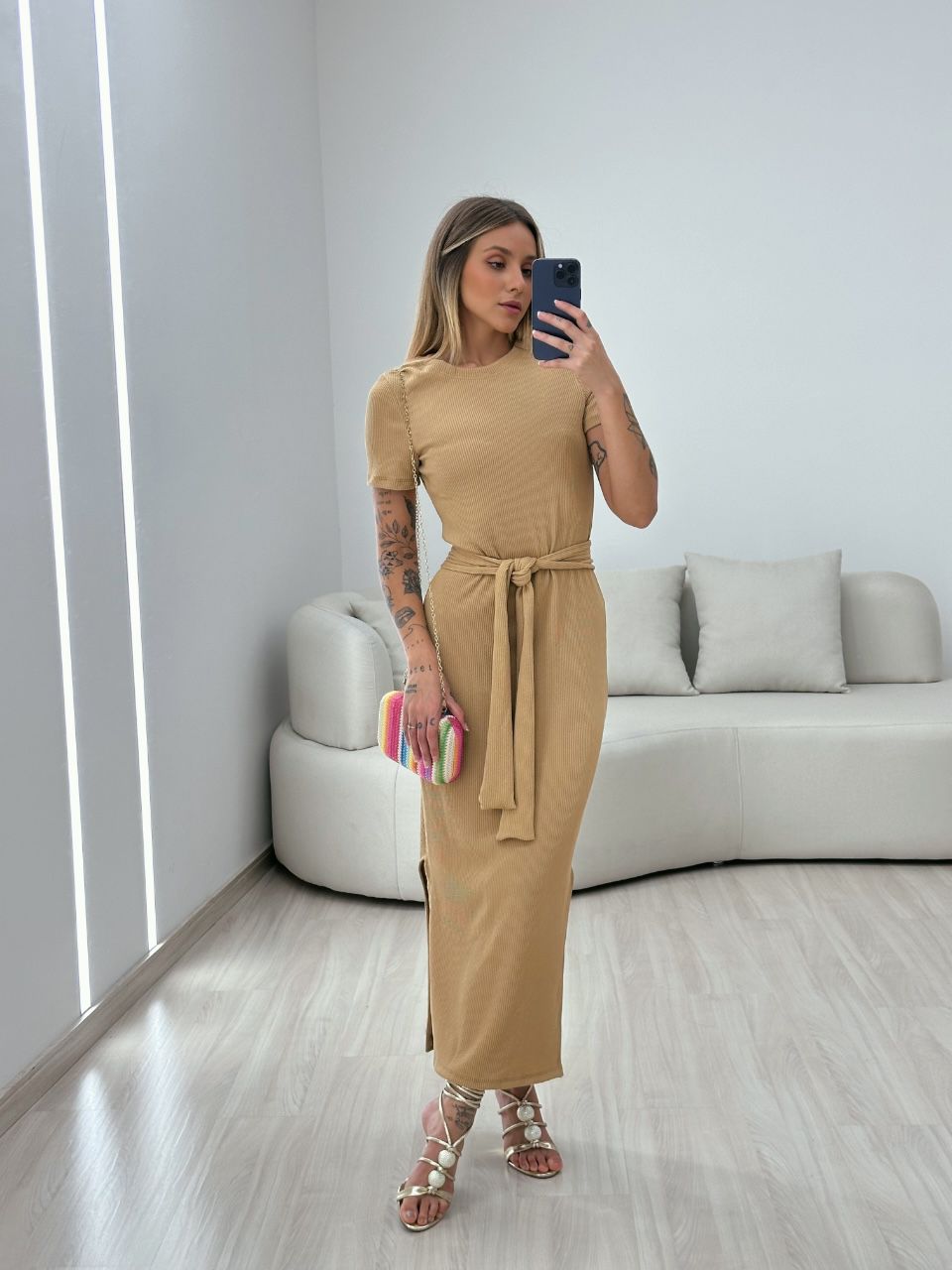 VESTIDO AURORA MIDI NUDE