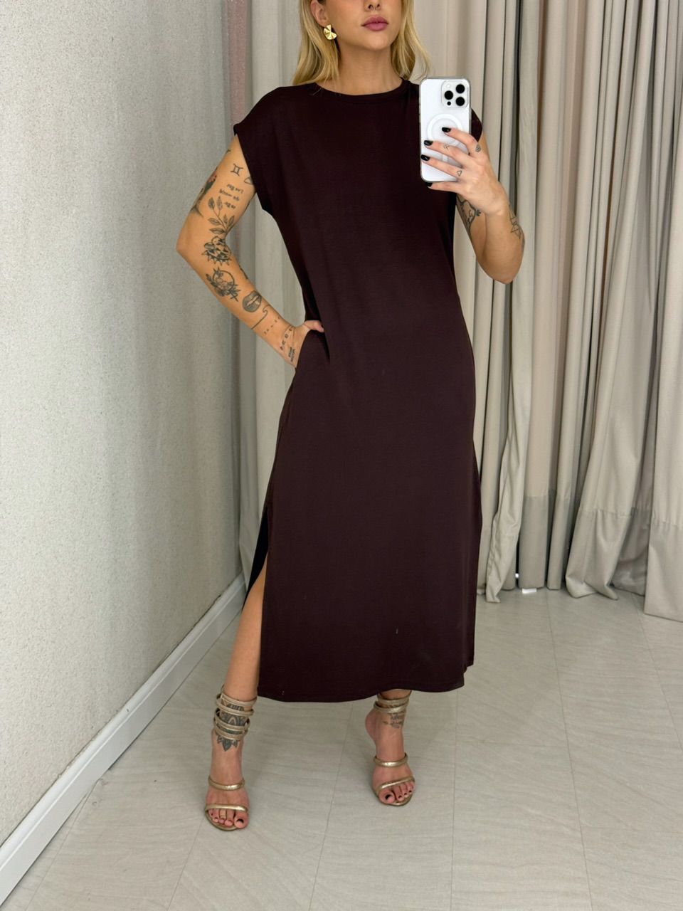 VESTIDO AUGUSTA MUSCLE Marrom