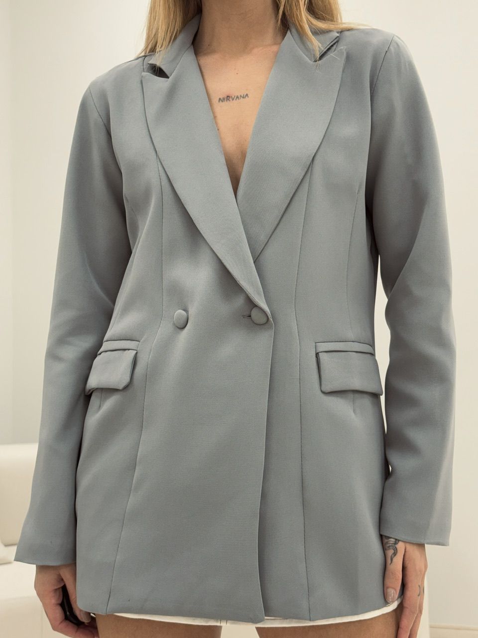 BLAZER DOIS BOTÕES ALFAIATARIA CINZA