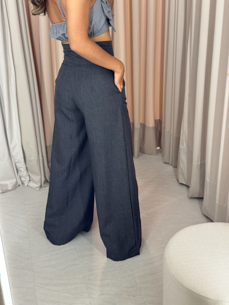 CALÇA POLIANA PANTALONA CINZA ESCURO