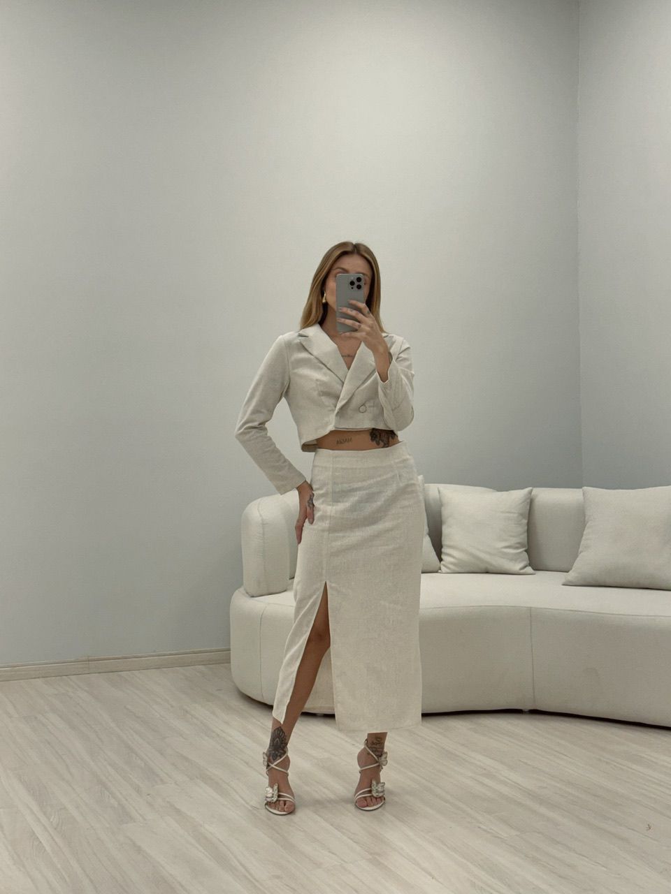 CONJUNTO BIANCA LINHO CRU