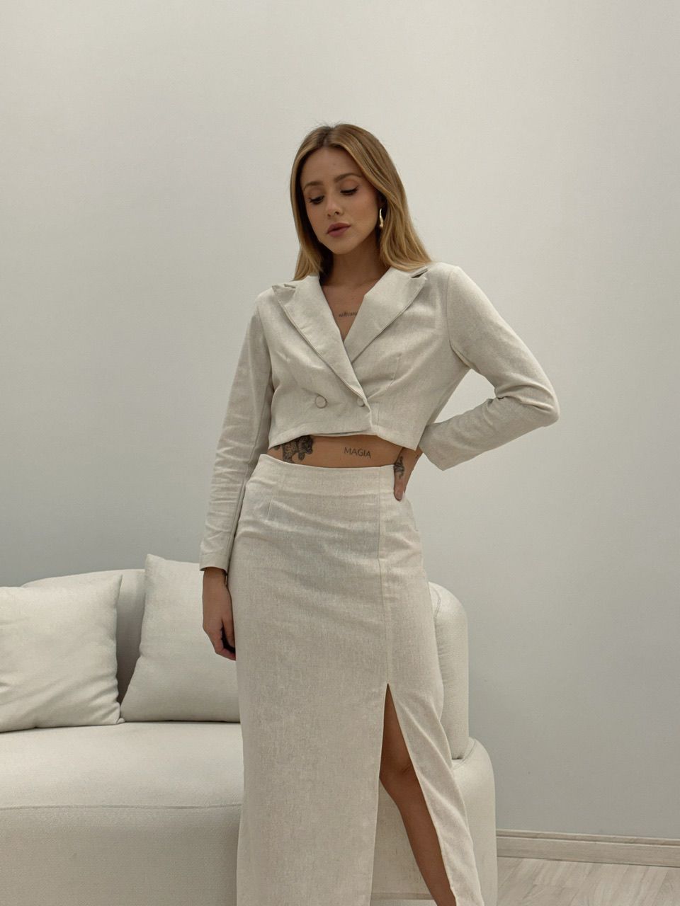 CONJUNTO BIANCA LINHO CRU