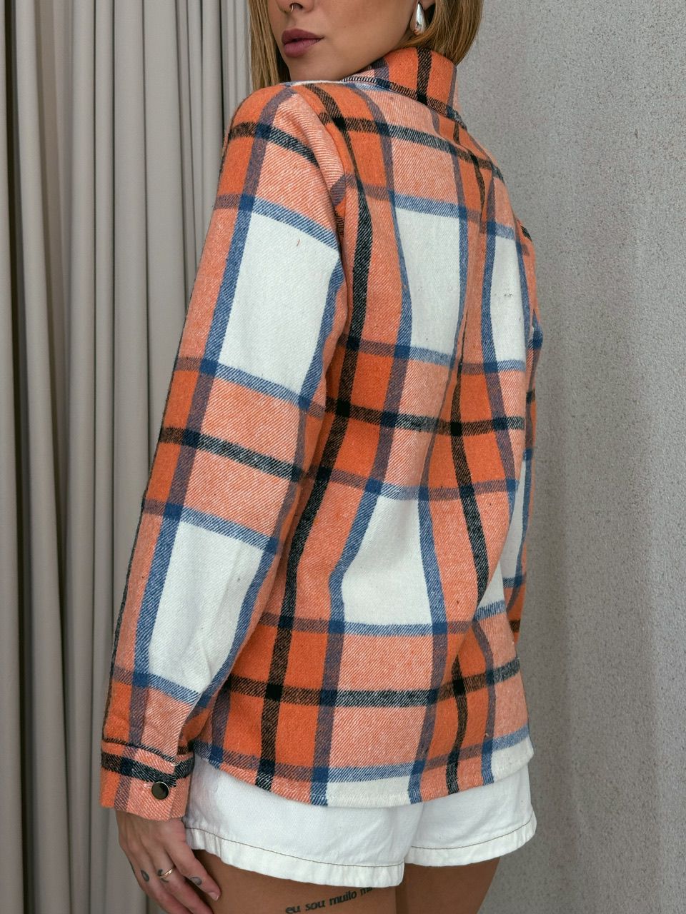 CAMISA FLANELADA XADREZ LARANJA