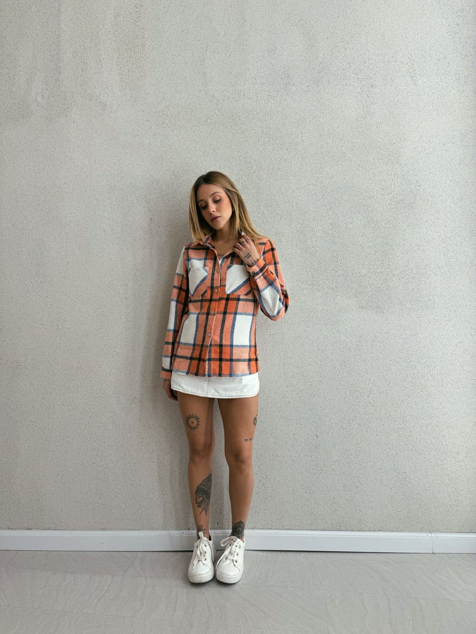 CAMISA FLANELADA XADREZ LARANJA