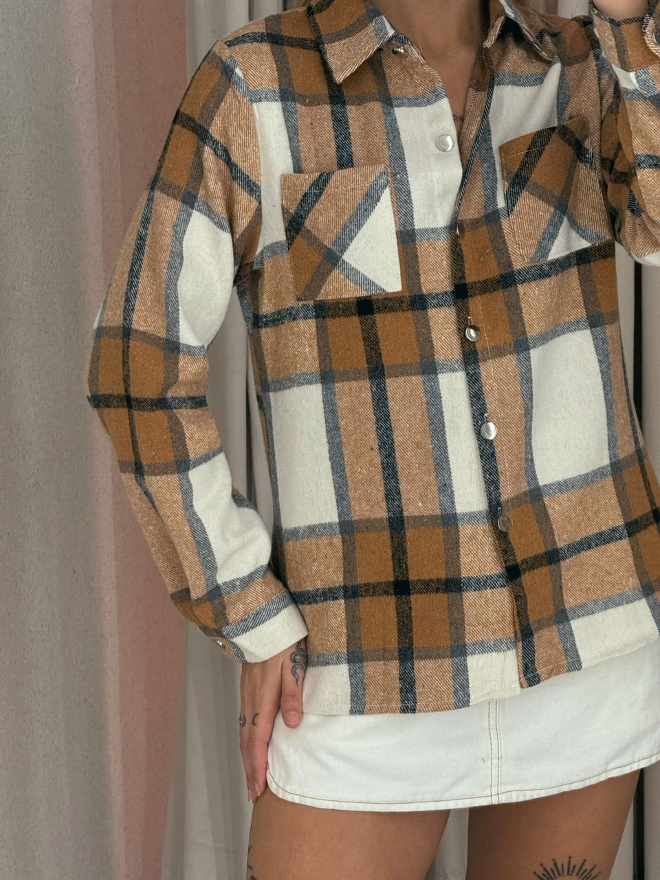 CAMISA FLANELADA XADREZ NUDE
