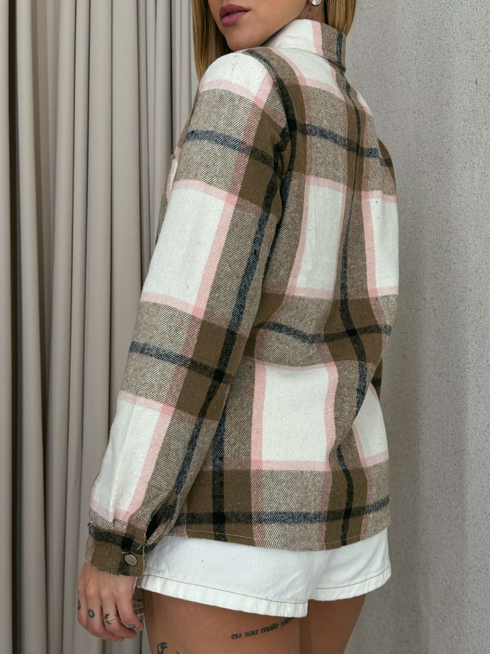 CAMISA FLANELADA XADREZ ROSA