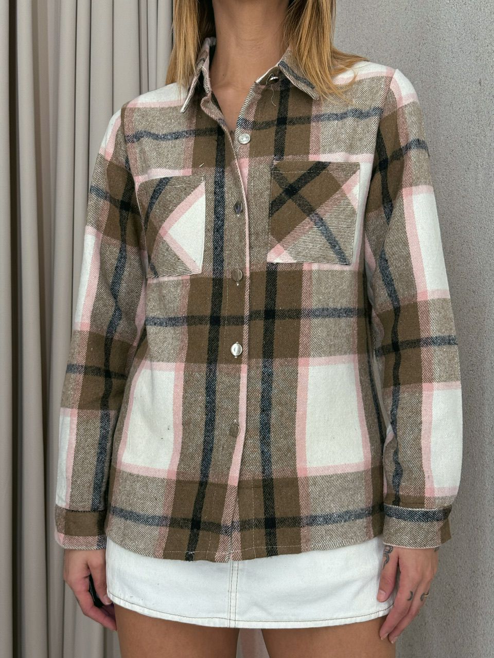 CAMISA FLANELADA XADREZ ROSA