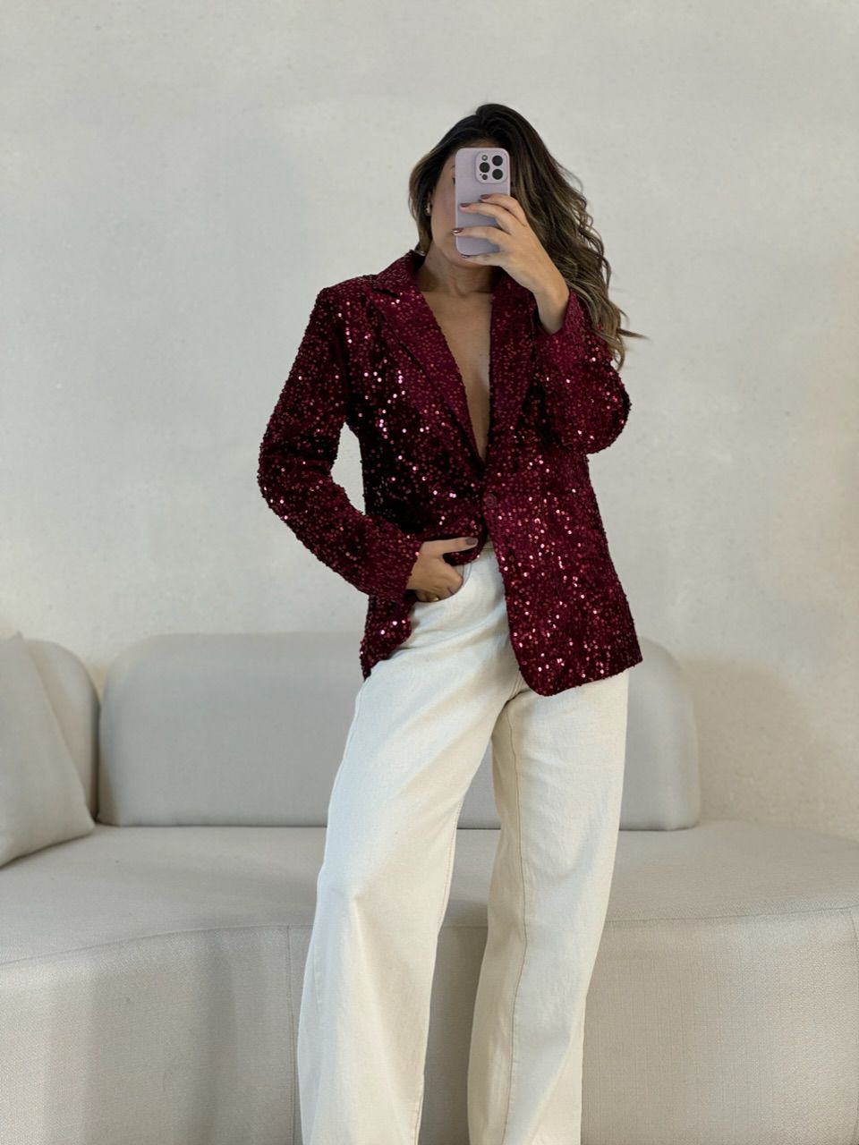 BLAZER LETÍCIA PAETÊ CHERRY RED