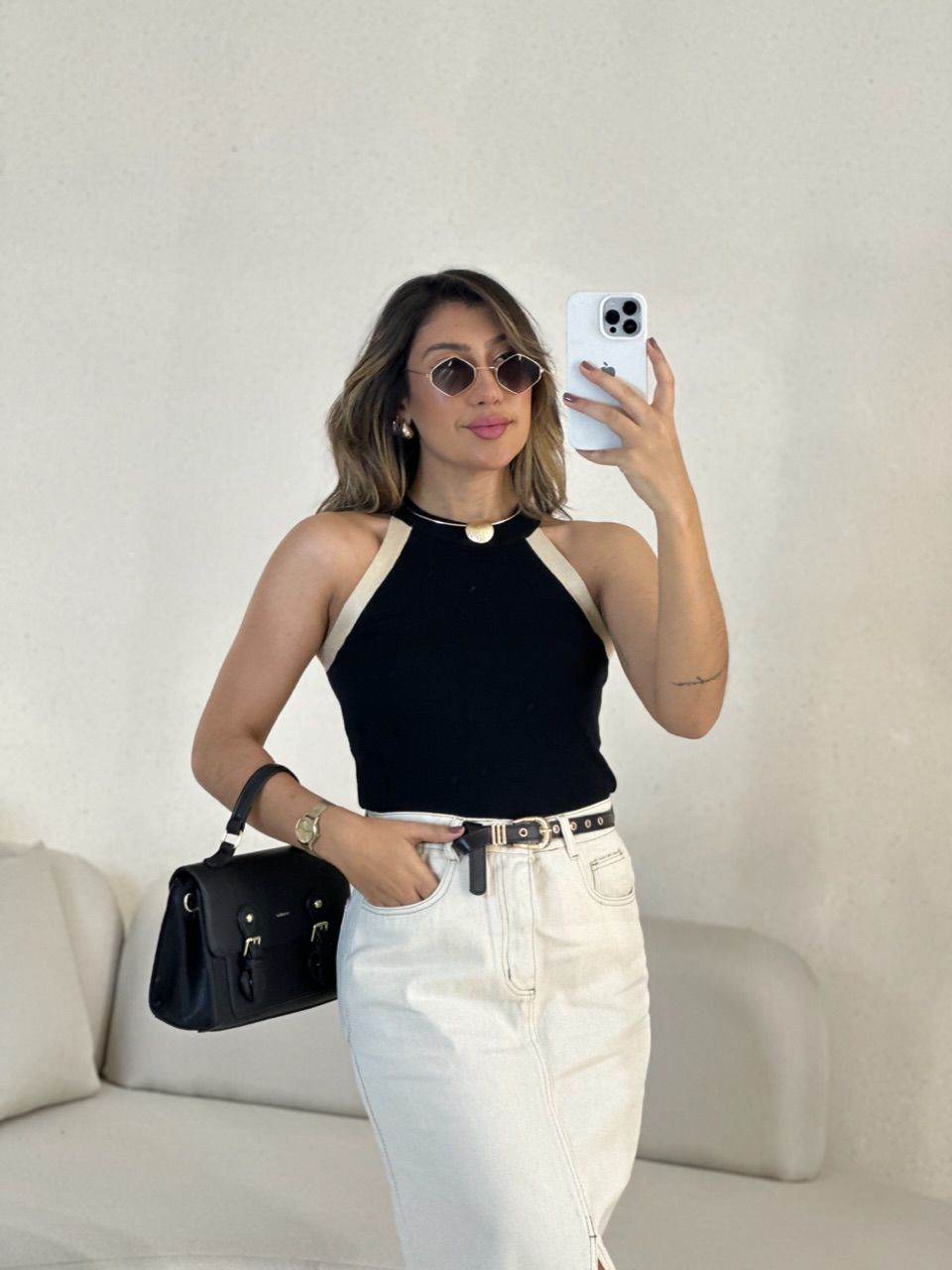 BLUSA ALANA CAVADA PRETA - 0054290033 - CAROLLA FERRARO