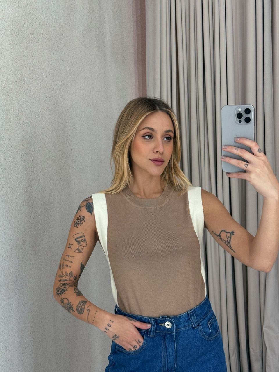 BLUSA CECÍLIA CAVADA NUDE