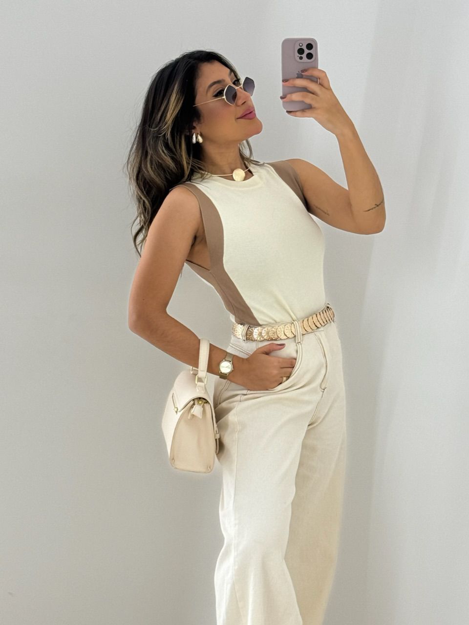 BLUSA CECÍLIA CAVADA OFF/NUDE
