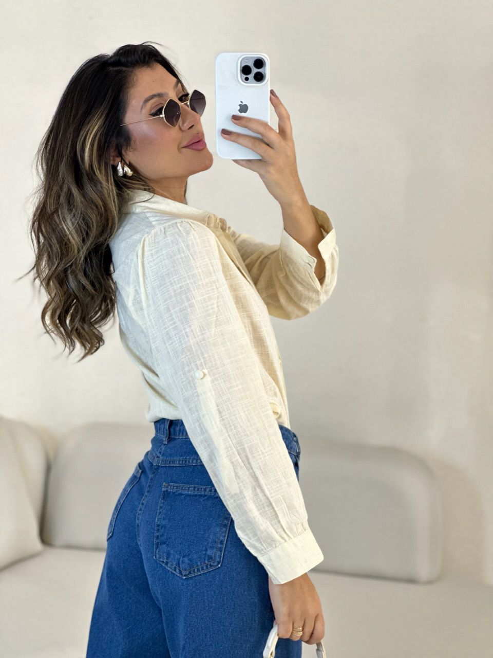 CAMISA HELOÍSA LISA MARFIM