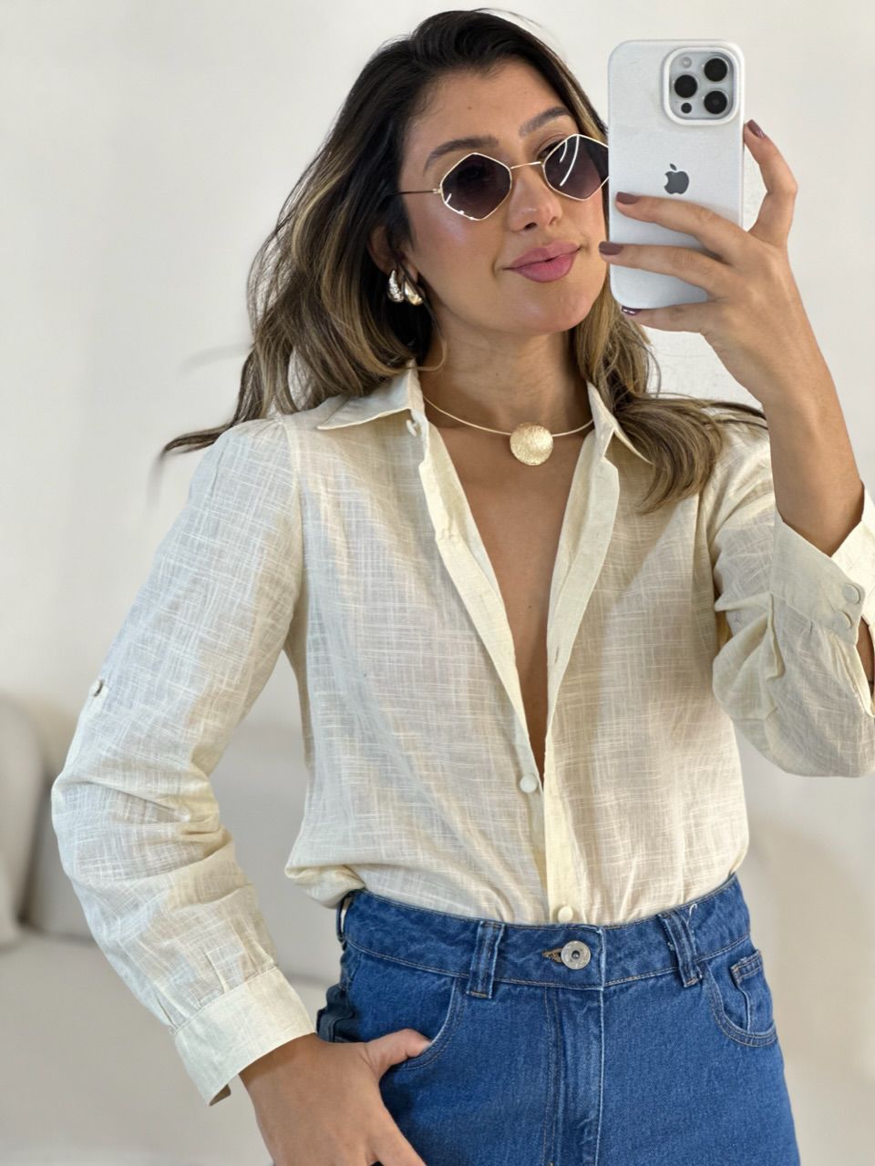 CAMISA HELOÍSA LISA MARFIM