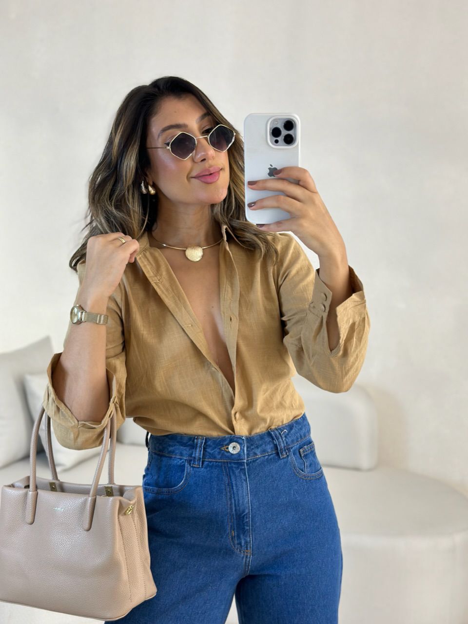 CAMISA HELOÍSA LISA NUDE