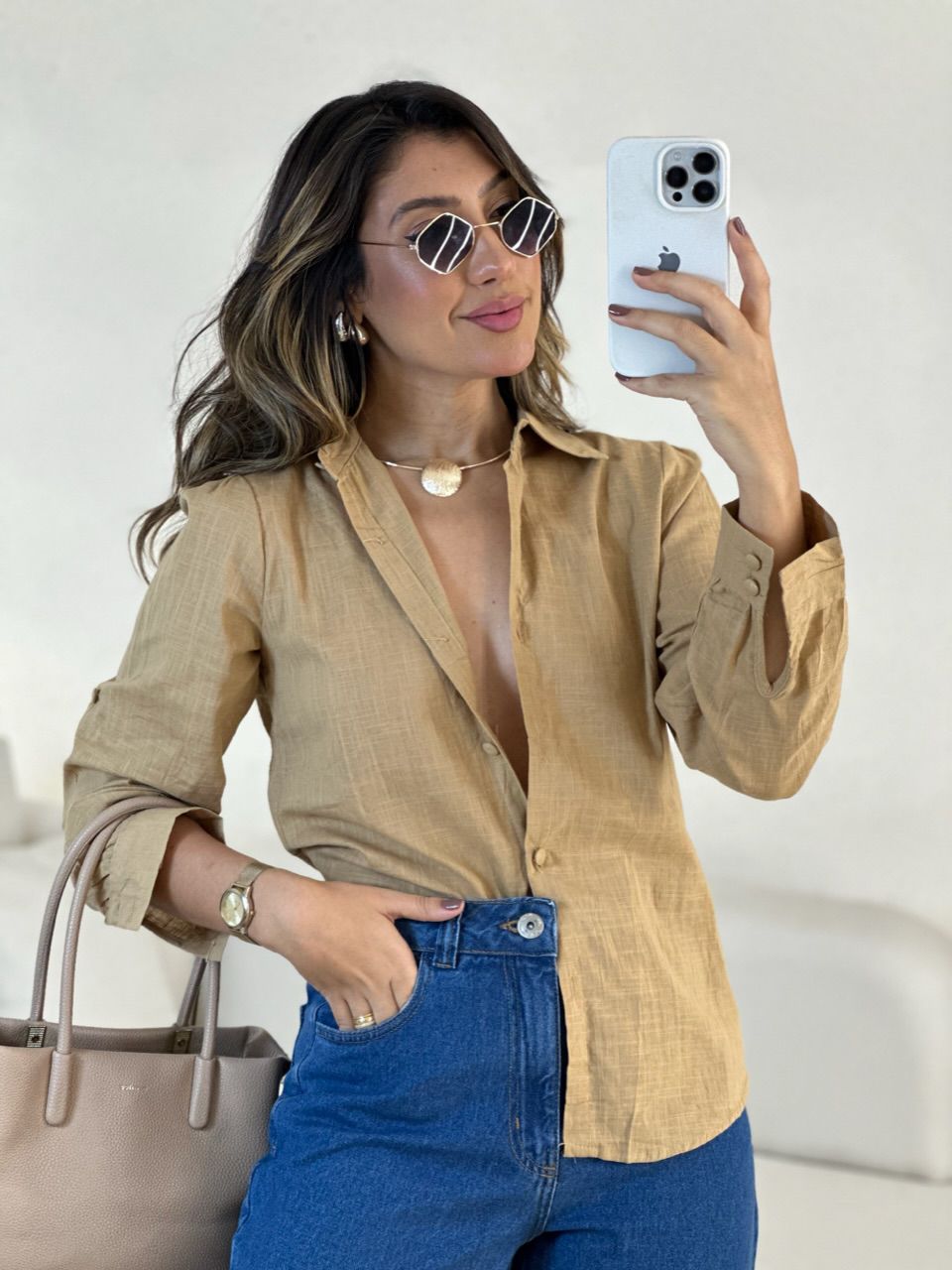 CAMISA HELOÍSA LISA NUDE