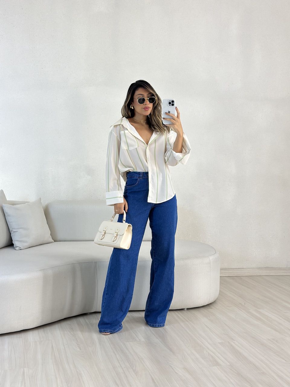 CAMISA MARINA LISTRADA CRU
