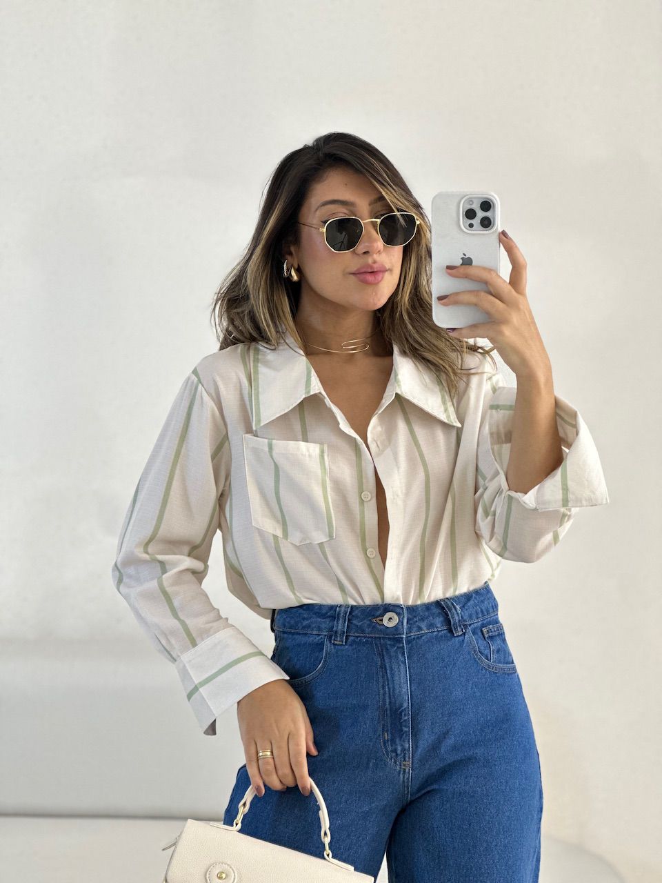 CAMISA MARINA LISTRADA CRU