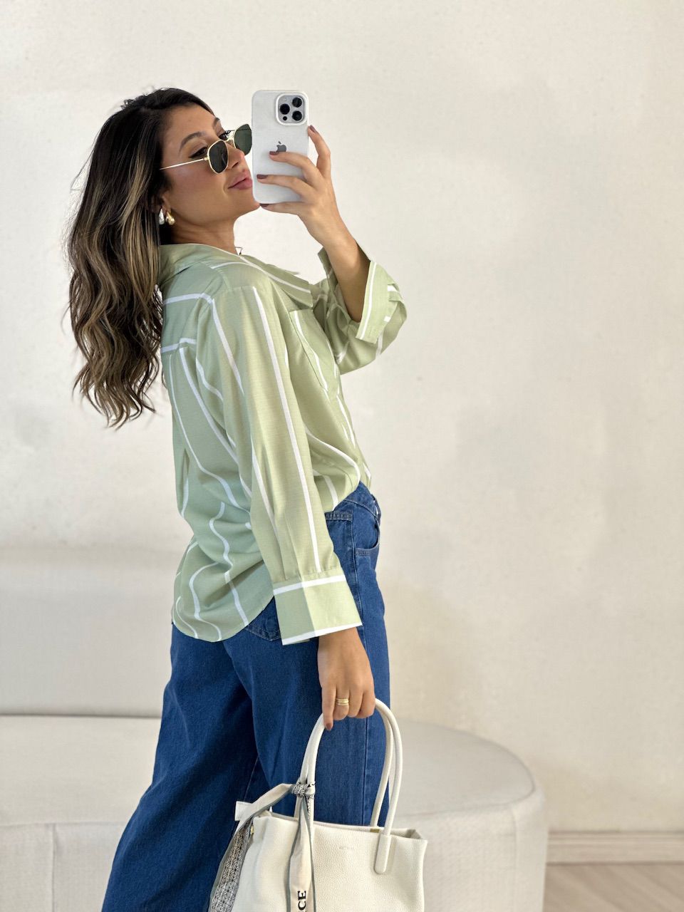 CAMISA MARINA LISTRADA VERDE
