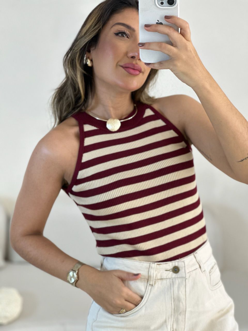 REGATA ISADORA LISTRADA CHERRY RED