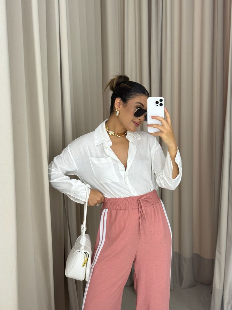 CALÇA LORENA LISTRAS CORAL