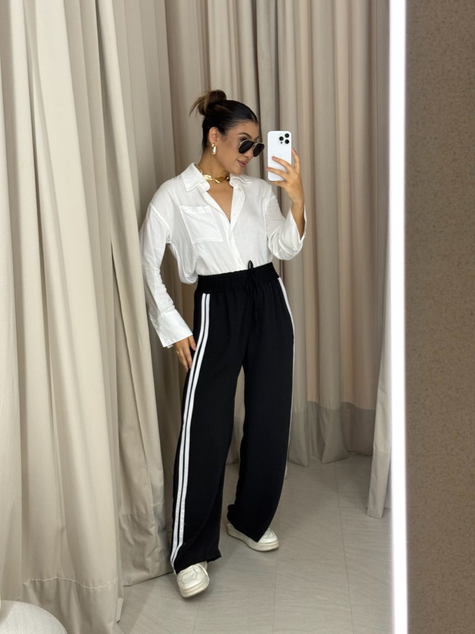 CALÇA LORENA LISTRAS PRETA