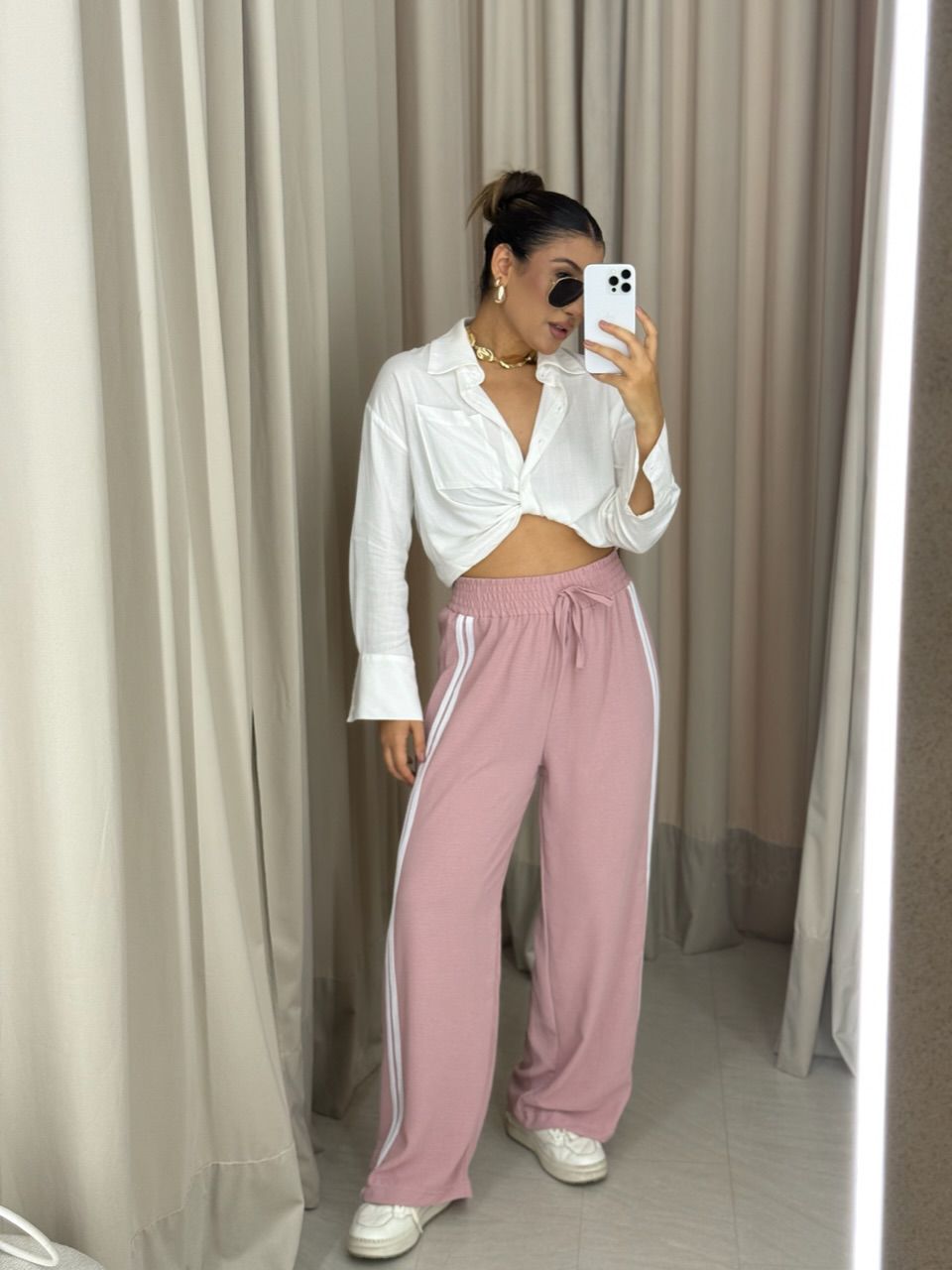 CALÇA LORENA LISTRAS ROSÊ