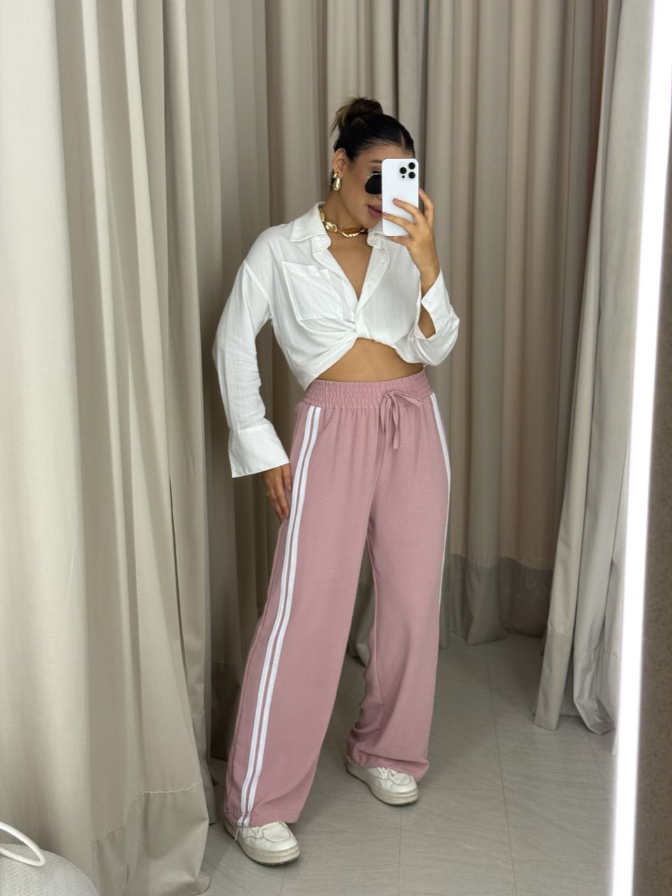 CALÇA LORENA LISTRAS ROSÊ