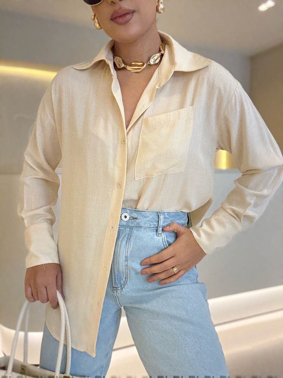 CAMISA PAULA BASIC AREIA