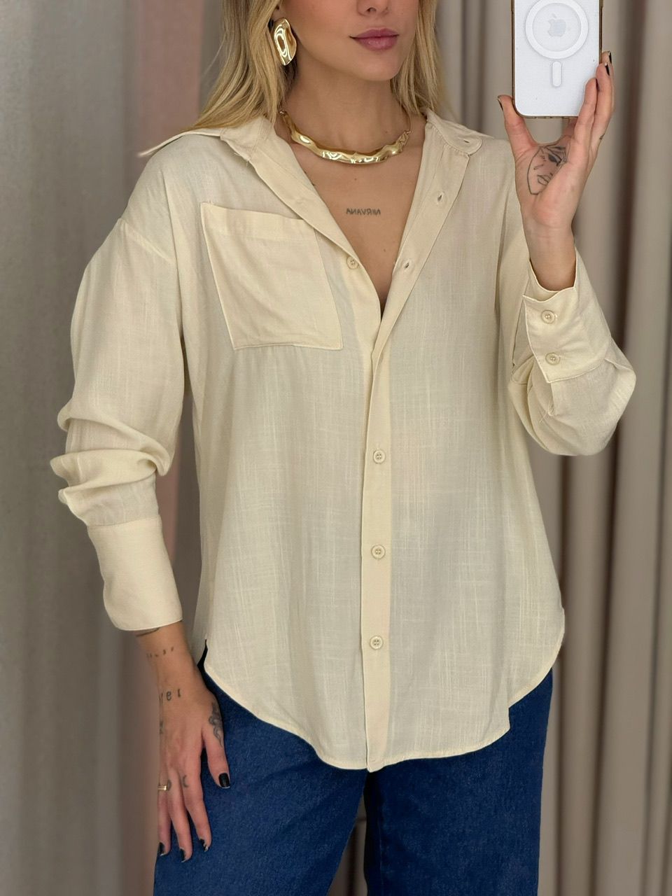 CAMISA PAULA BASIC AREIA