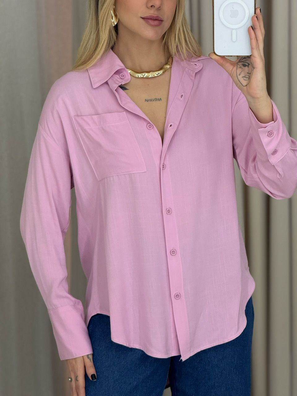 CAMISA PAULA BASIC ROSA