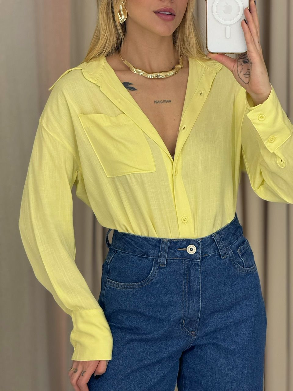 CAMISA PAULA BASIC YELLOW BUTTER