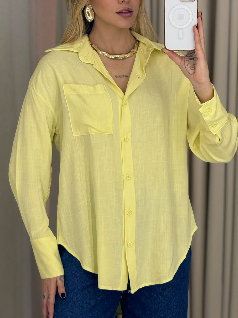 CAMISA PAULA BASIC YELLOW BUTTER